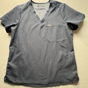 Figs Women Charcoal V-Neck Tee